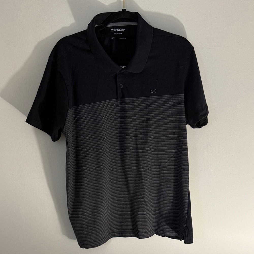 Calvin Klein Men’s Black Two-Tone Polo